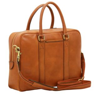 Soft Calfskin Leather Briefcase - Gold