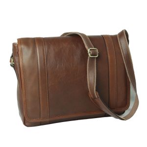 Soft Calfskin Leather Messenger Bag - Chestnut