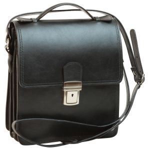 Leather Cross Body Satchel Bag - Black