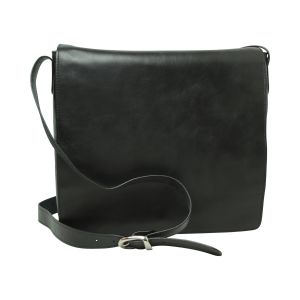 Full grain leather messenger - black