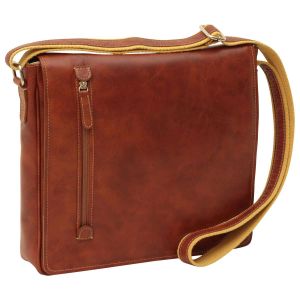 Borsa Messenger in pelle. Marrone Coloniale