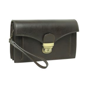 Leather clutch - dark brown