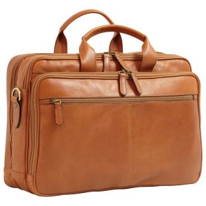 Italian Leather Briefcase - Brown Colonial