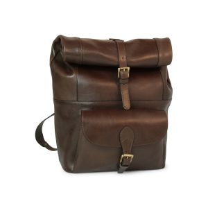 Full grain leather back pack - dark brown