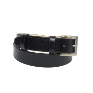 Leather flat belt - black