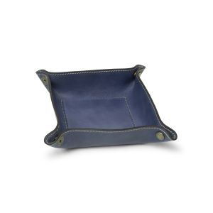 Leather valet tray - cobalt