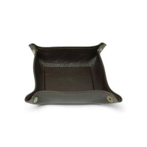 Full grain leather valet tray - dark brown