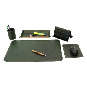 Set da scrivania in pelle - 5 pz   verde