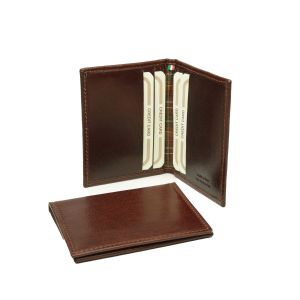 Leather card holder - brown