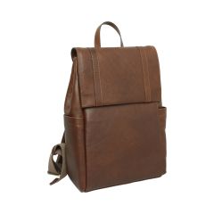 Leather laptop backpack - chestnut