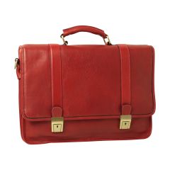  Calfskin Leather Briefcase-Red