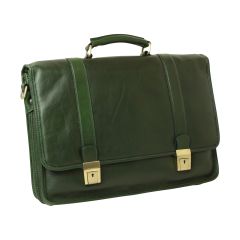   Calfskin Leather Briefcase-Green