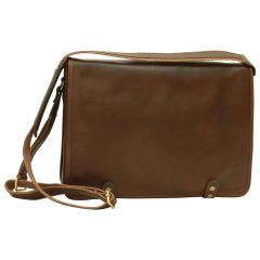 Calfskin Nappa Messenger Bag - Dark Brown