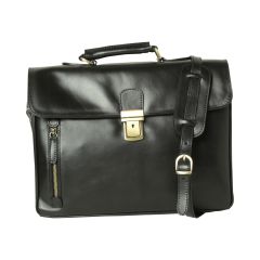 Full grain leather briefcase - black