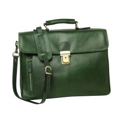 Full grain leather briefcase - green