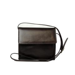 Calfskin shoulder bag-Dark brown