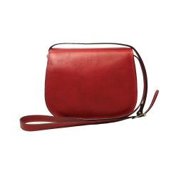 Women's shoulder bag in full grain calfskin  -Red