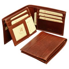 Cowhide leather bifold wallet   with RFID blocking technology - Brown