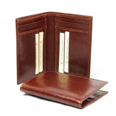 Leather wallet with credit card-brown