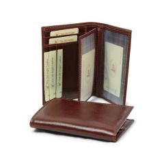  LEATHER CARD HOLDER WITH LIGHT POCKETS-BROWN