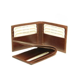 Bifold wallet with RFID blocking technology - Brown