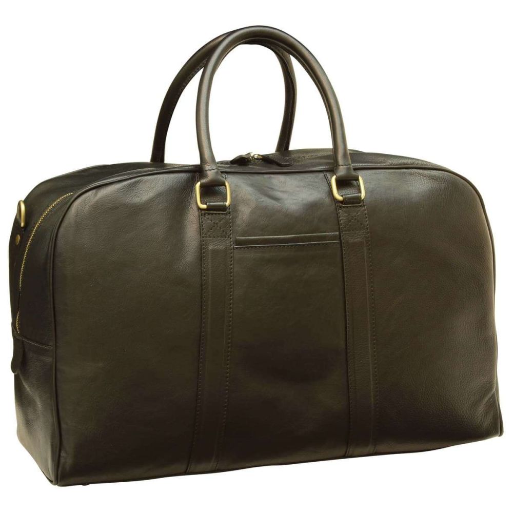 Soft Calfskin Leather Travel Bag Black 030591NE EURO Old Angler Firenze