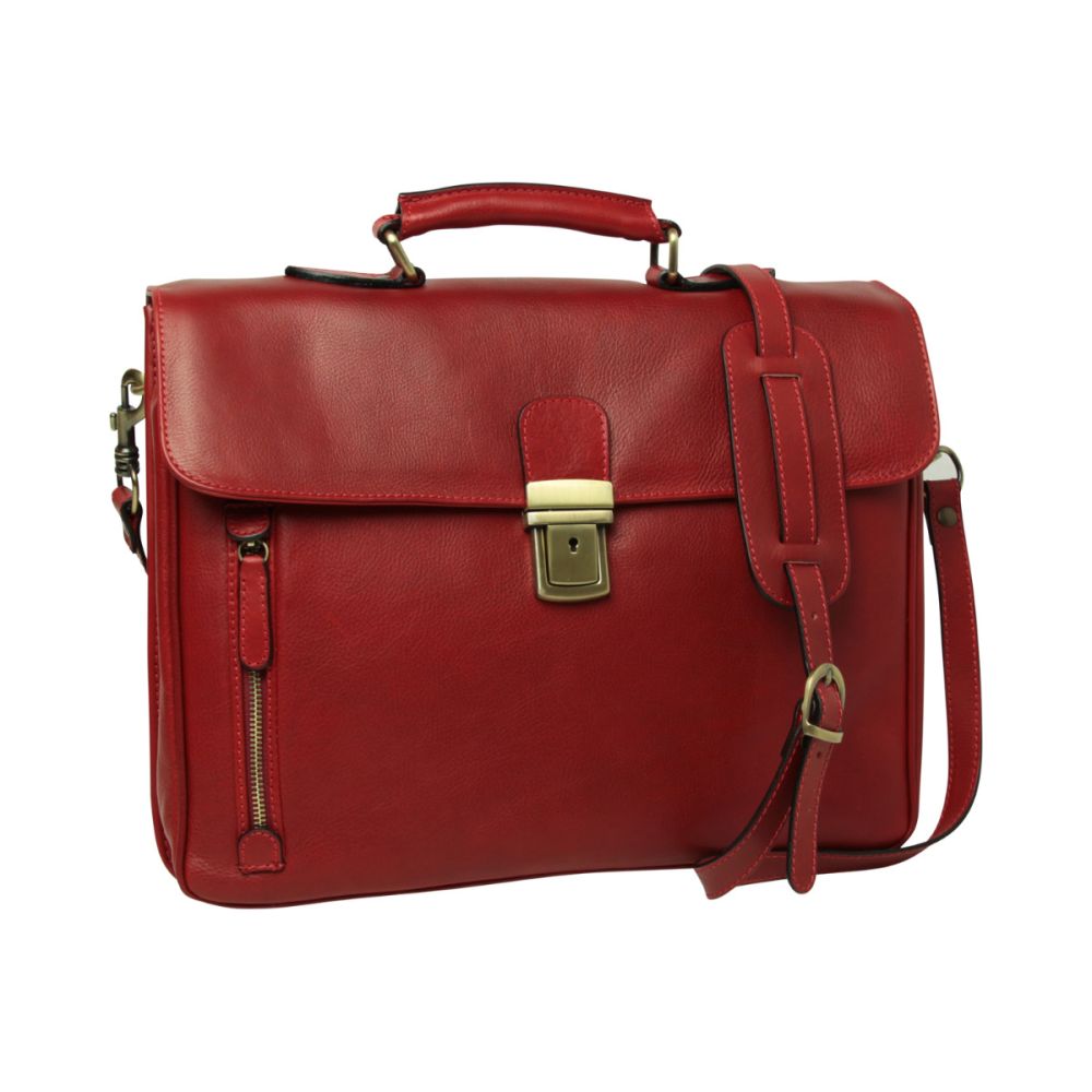 Red leather brief case online