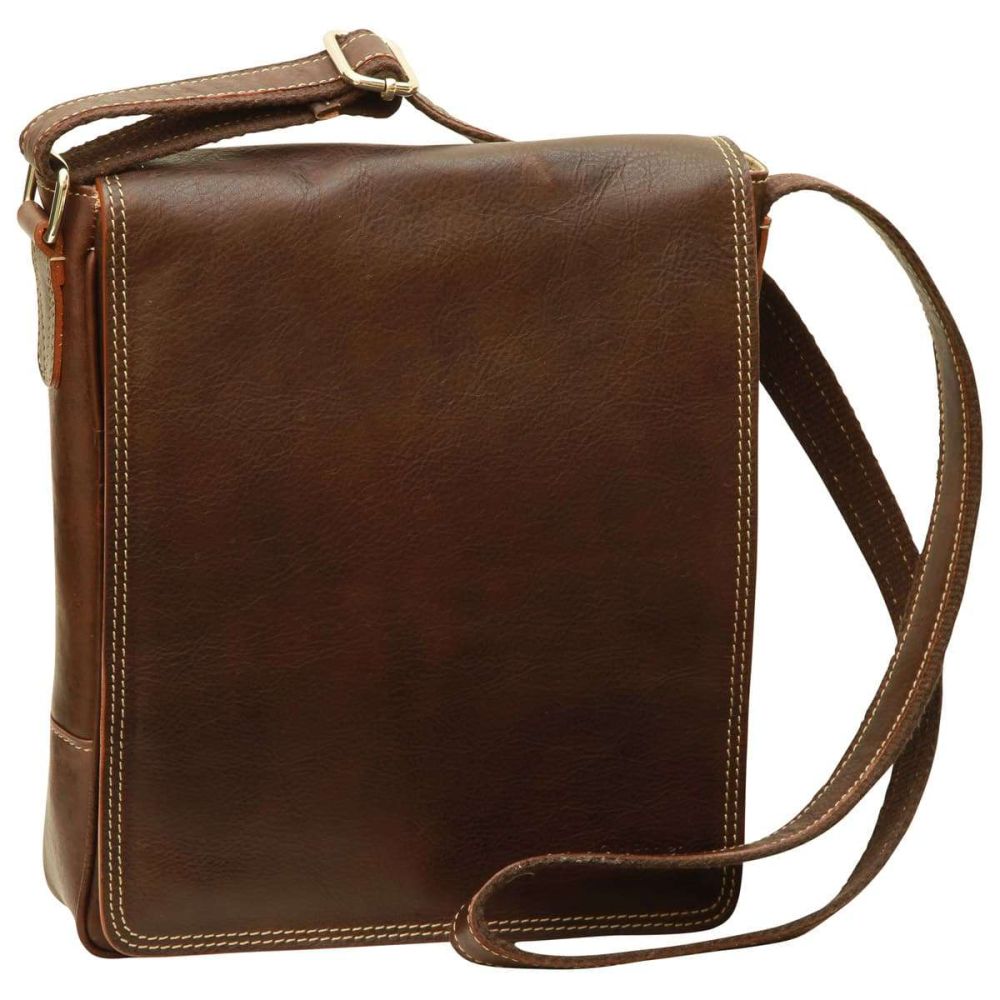 Brown Leather Shoulder Bag with Pocket, Leather orders Shoulder Bag, Leather iPad Bag