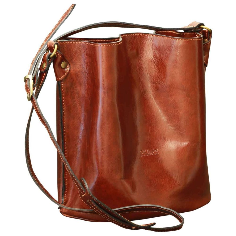 Cowhide Leather Shoulder Bag Brown