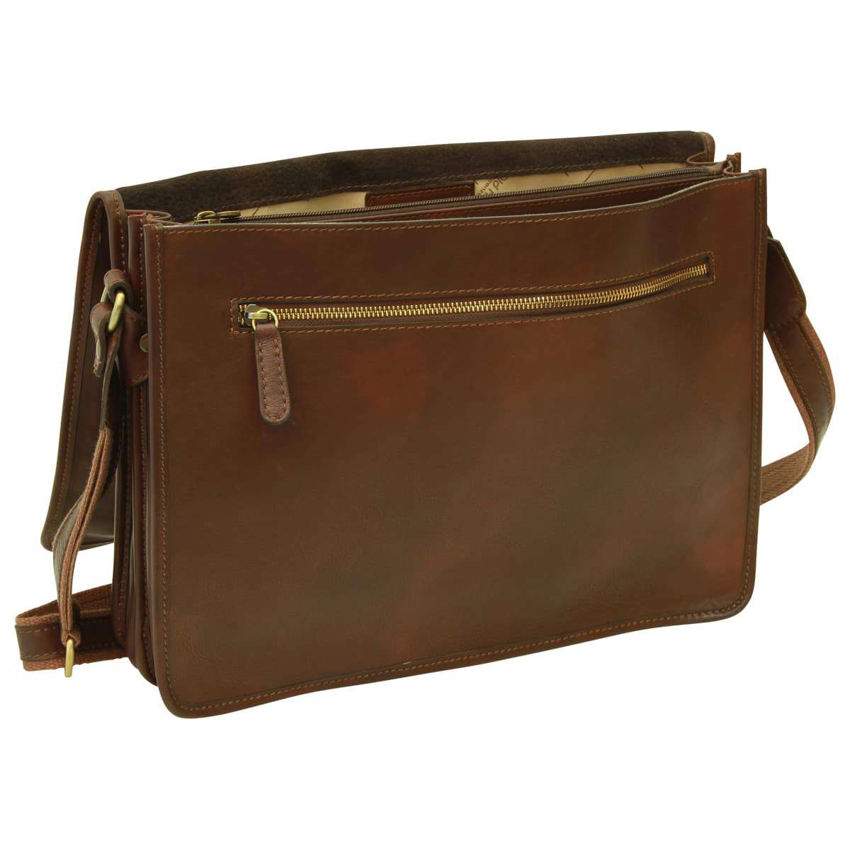 Calfskin Nappa Messenger Bag - Dark Brown | 031391TM UK | Old Angler Firenze