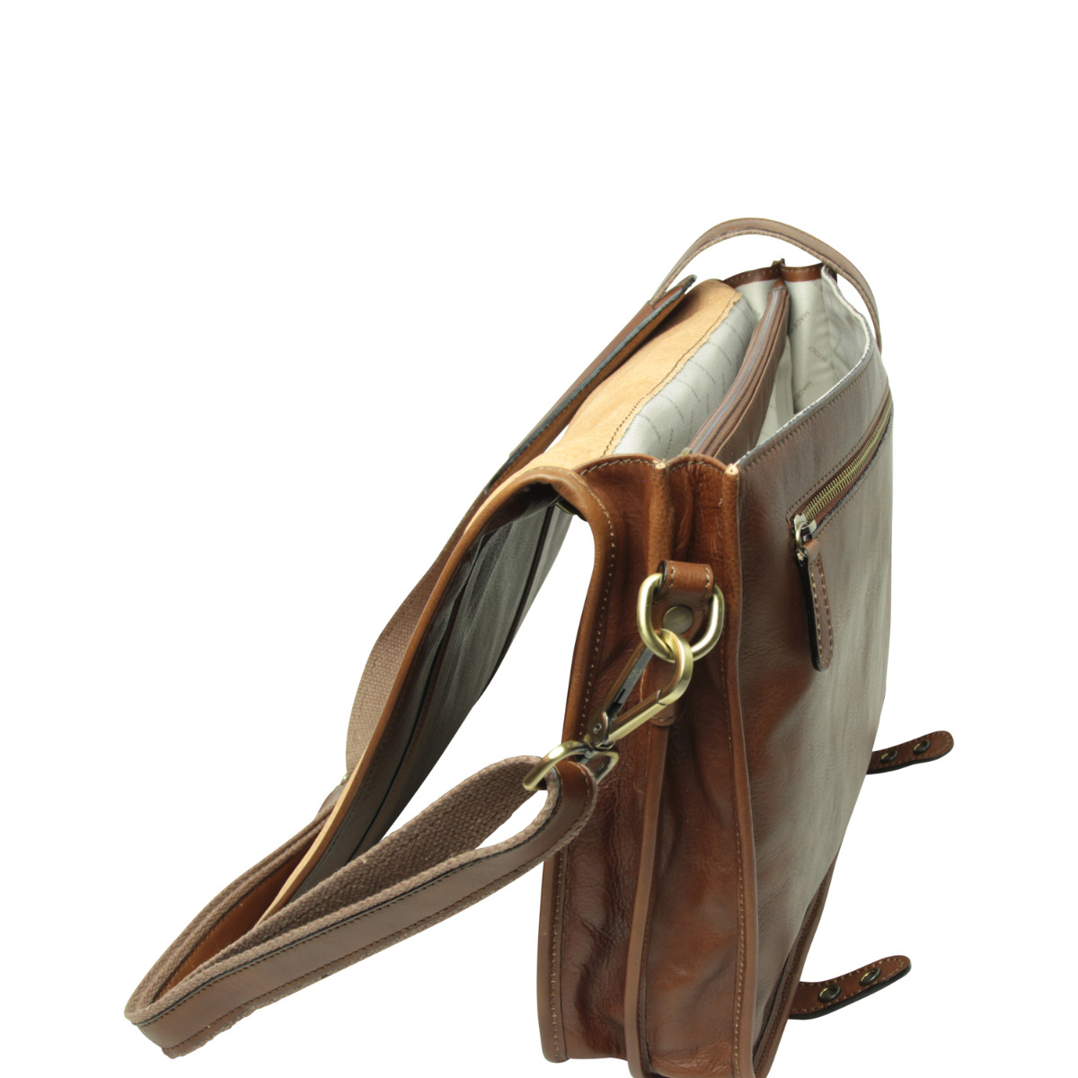 Calfskin Nappa leather briefcase - Dark Brown | 031591TM US | Old Angler Firenze