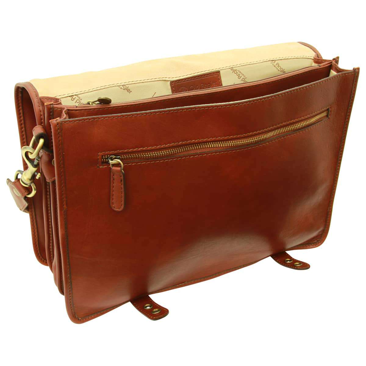 Calfskin Nappa leather briefcase - Brown | 031591MA US | Old Angler Firenze