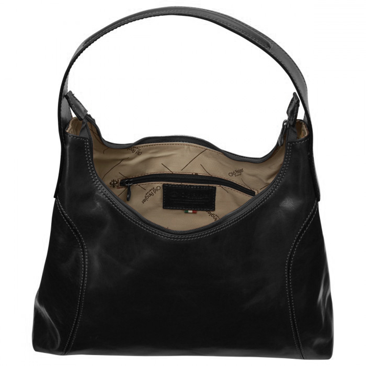 Women's leather shoulder bag - Black | 069105NE | EURO | Old Angler Firenze