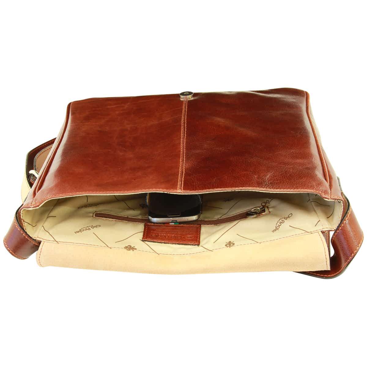 Cowhide Leather Messenger Bag - Brown | 069805MA US | Old Angler Firenze