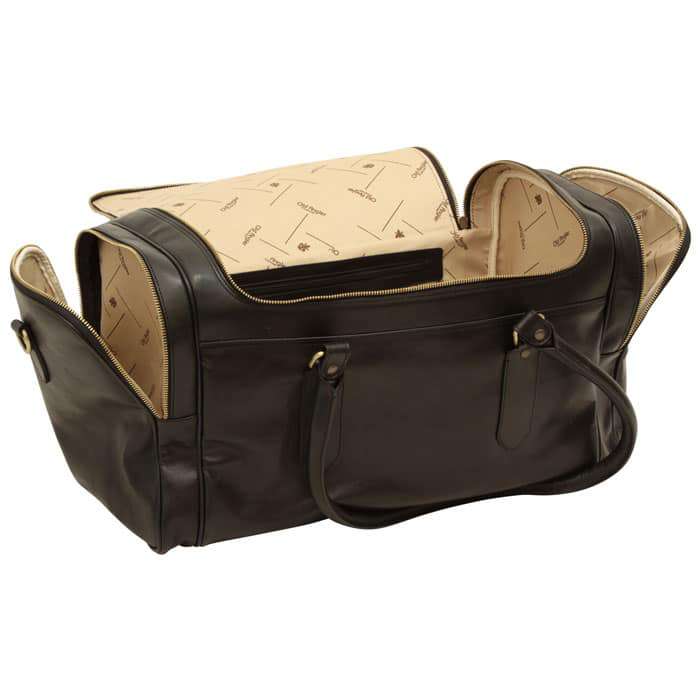 Borsa da viaggio in pelle. Nero | 077889NE | Old Angler Firenze