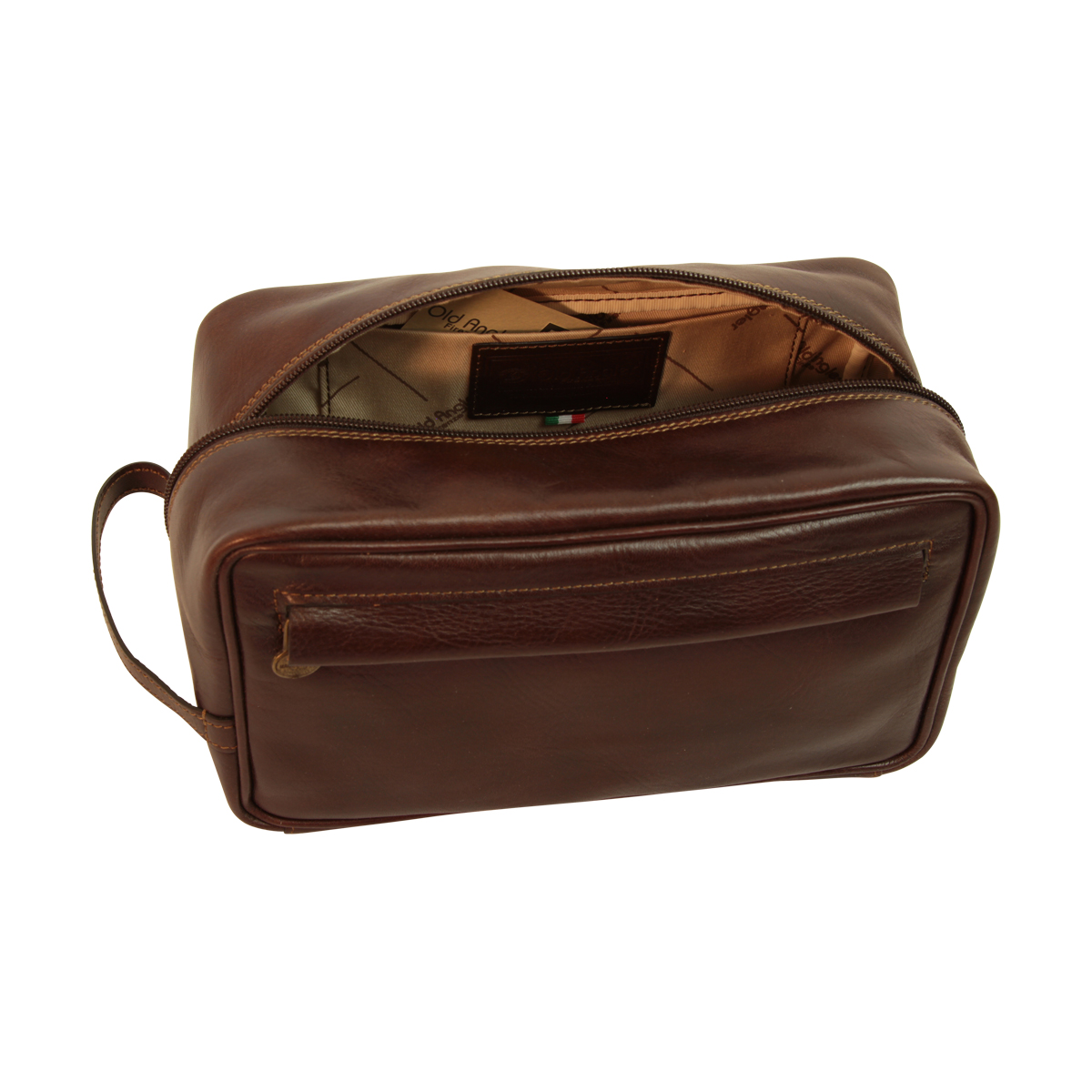 Full-grain calfskin leather beauty case - Dark brown- 078989TM | 078989TM | EURO | Old Angler Firenze
