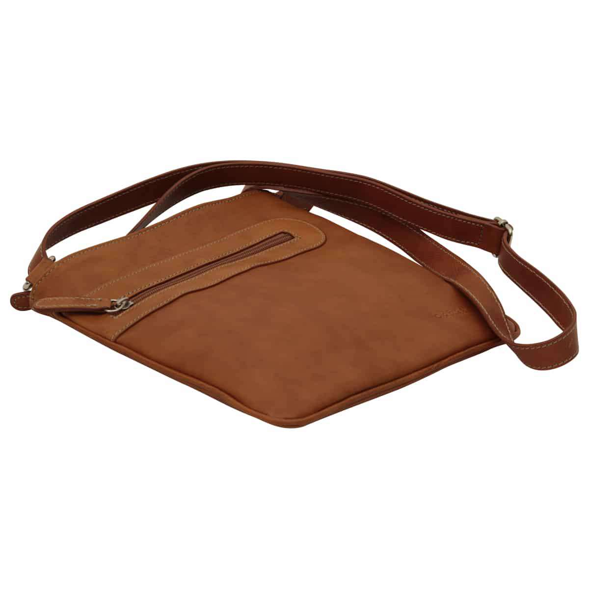 Leather cross body bag with zip pocket - Brown Colonial | 086161CO US | Old Angler Firenze