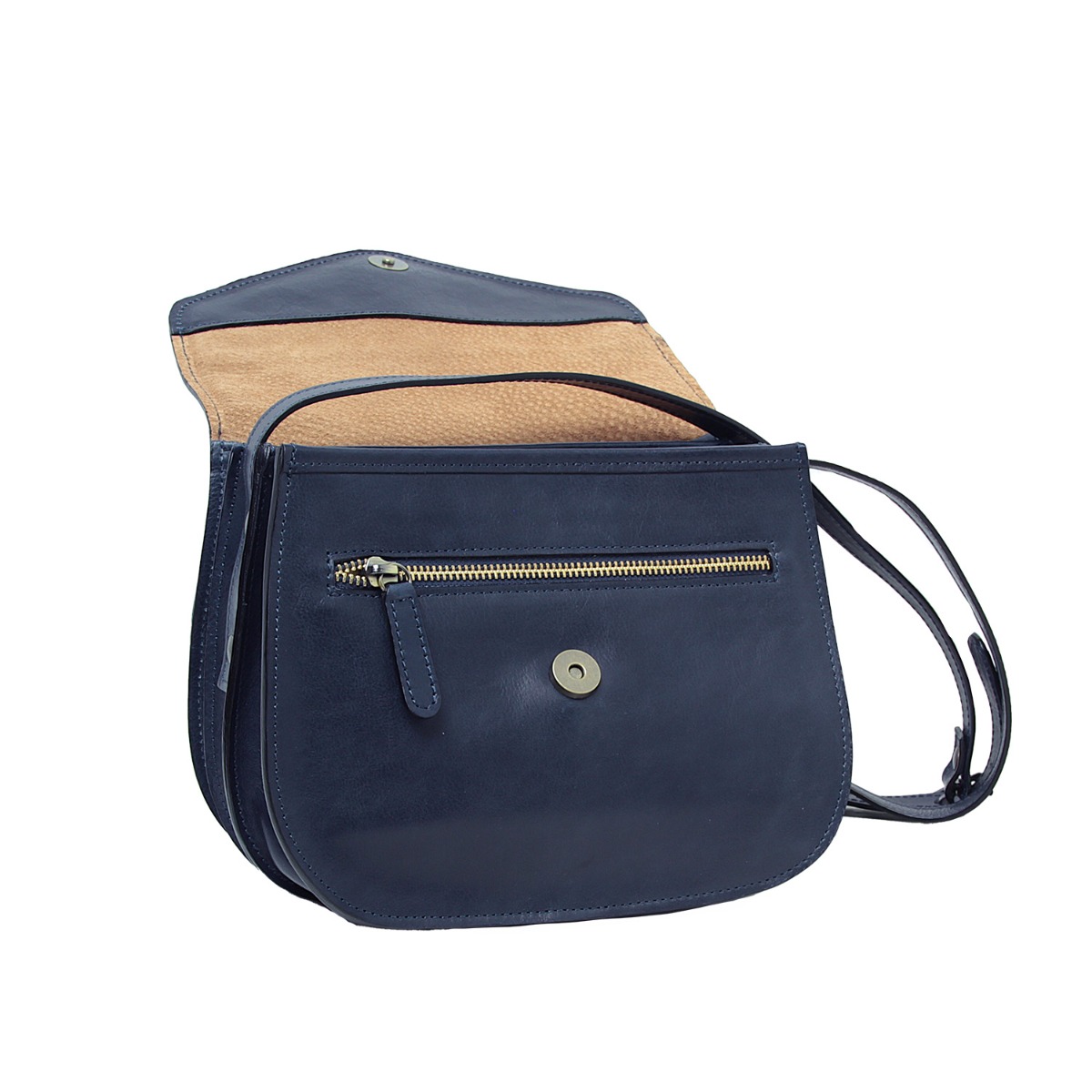 Full grain calfskin shoulder bag-blue|209691BL|Old Angler Firenze