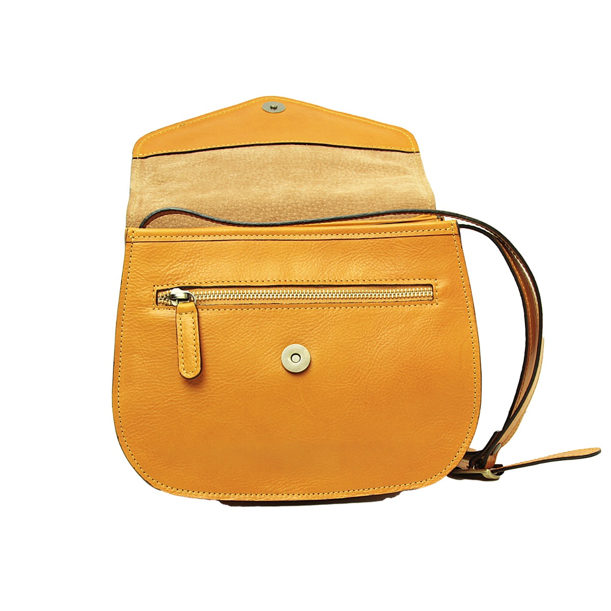 Full grain calfskin shoulder bag-Yellow Ocher|209691OC|Old Angler Firenze