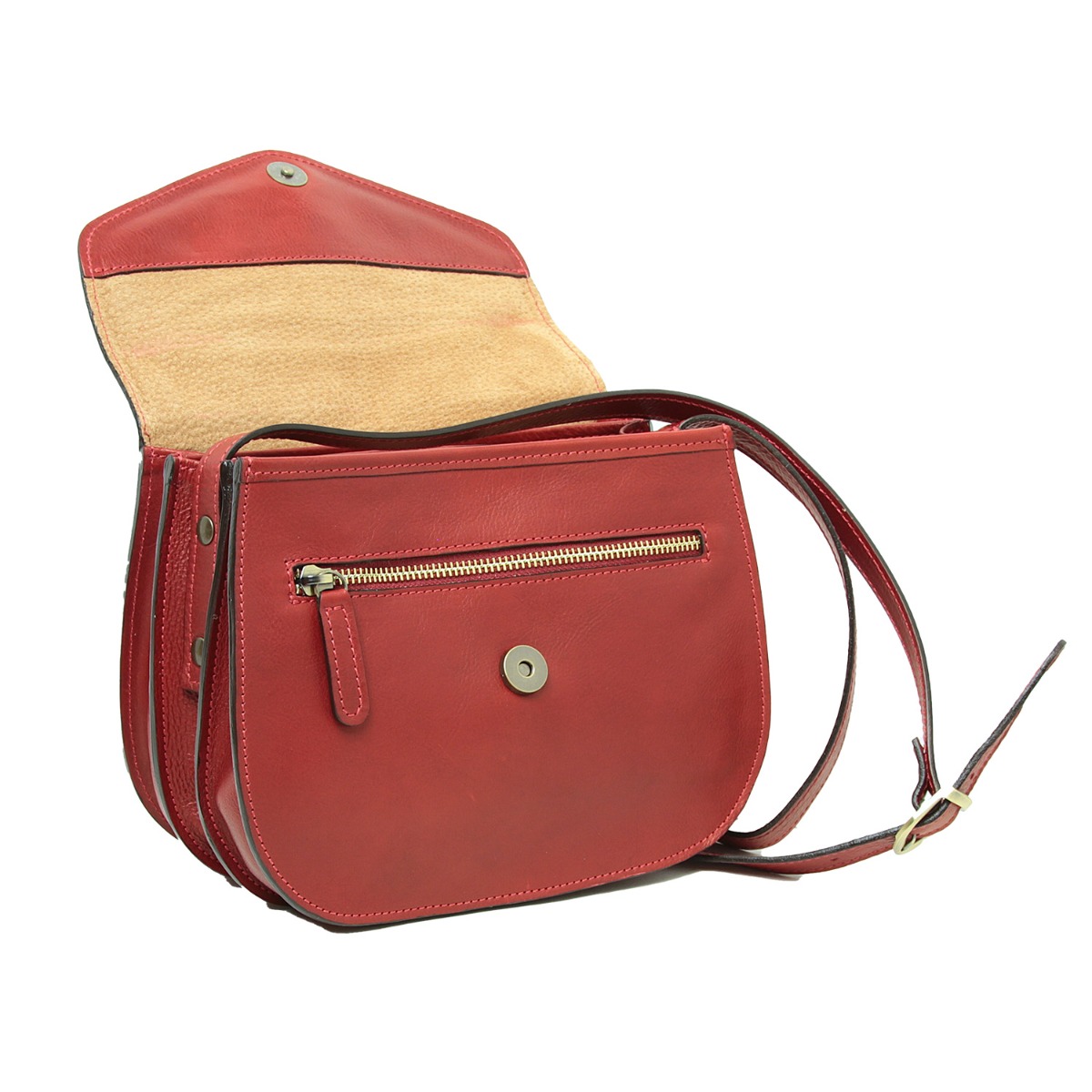 Full grain calfskin shoulder bag-Red|209691RO|Old Angler Firenze