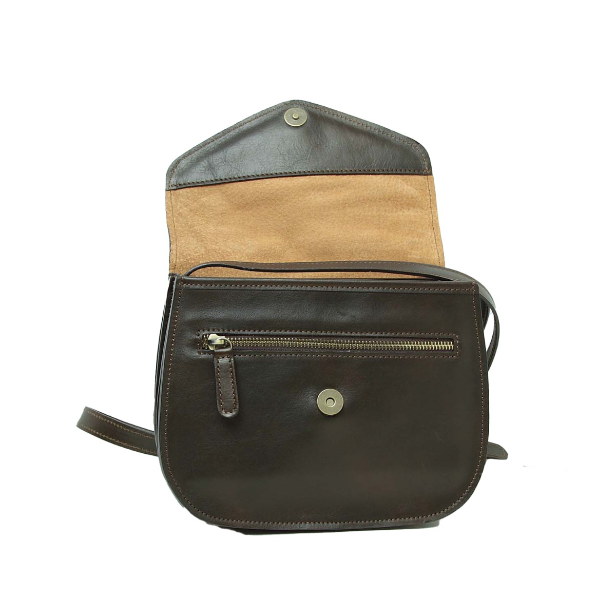 Full grain calfskin shoulder bag-Dark Brown|209691TM|Old Angler Firenze