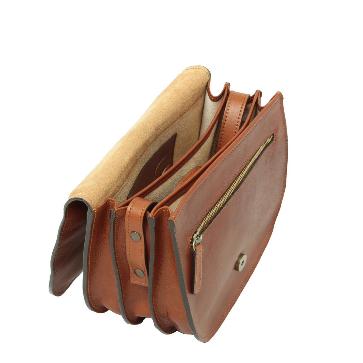 Women's shoulder bag in full grain calfskin-Teak|209891TK|Old Angler Firenze