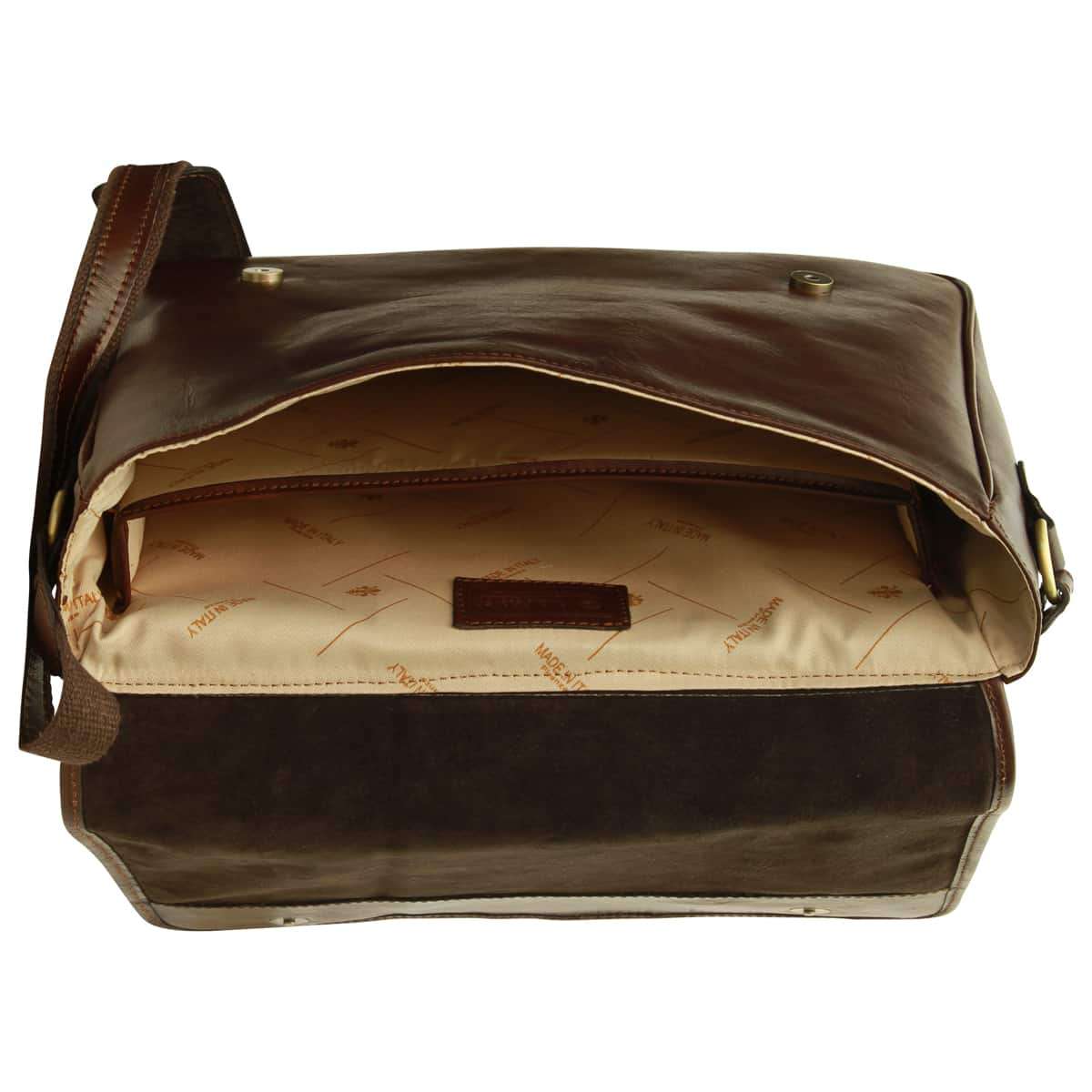 Italian Flag - Messenger Bag - Dark Brown | 405089TM | EURO | Old Angler Firenze