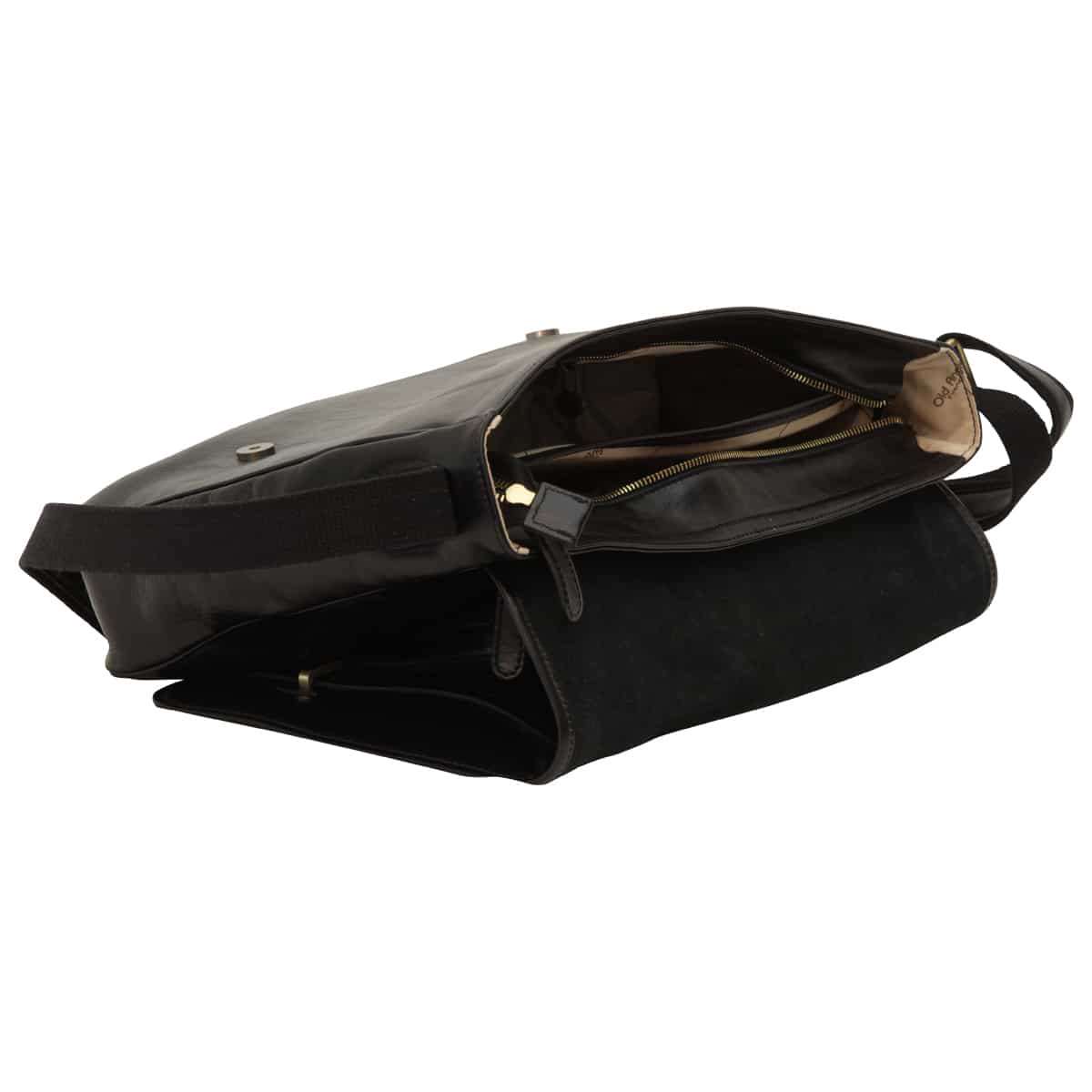 Large leather bag with magnetic closure - Black | 406489NE | EURO | Old Angler Firenze