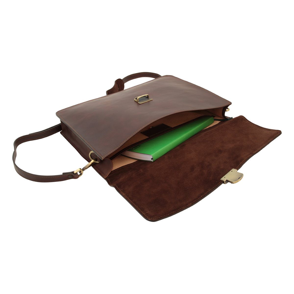 Business leather briefcase dark brown | 407589TM US | Old Angler Firenze