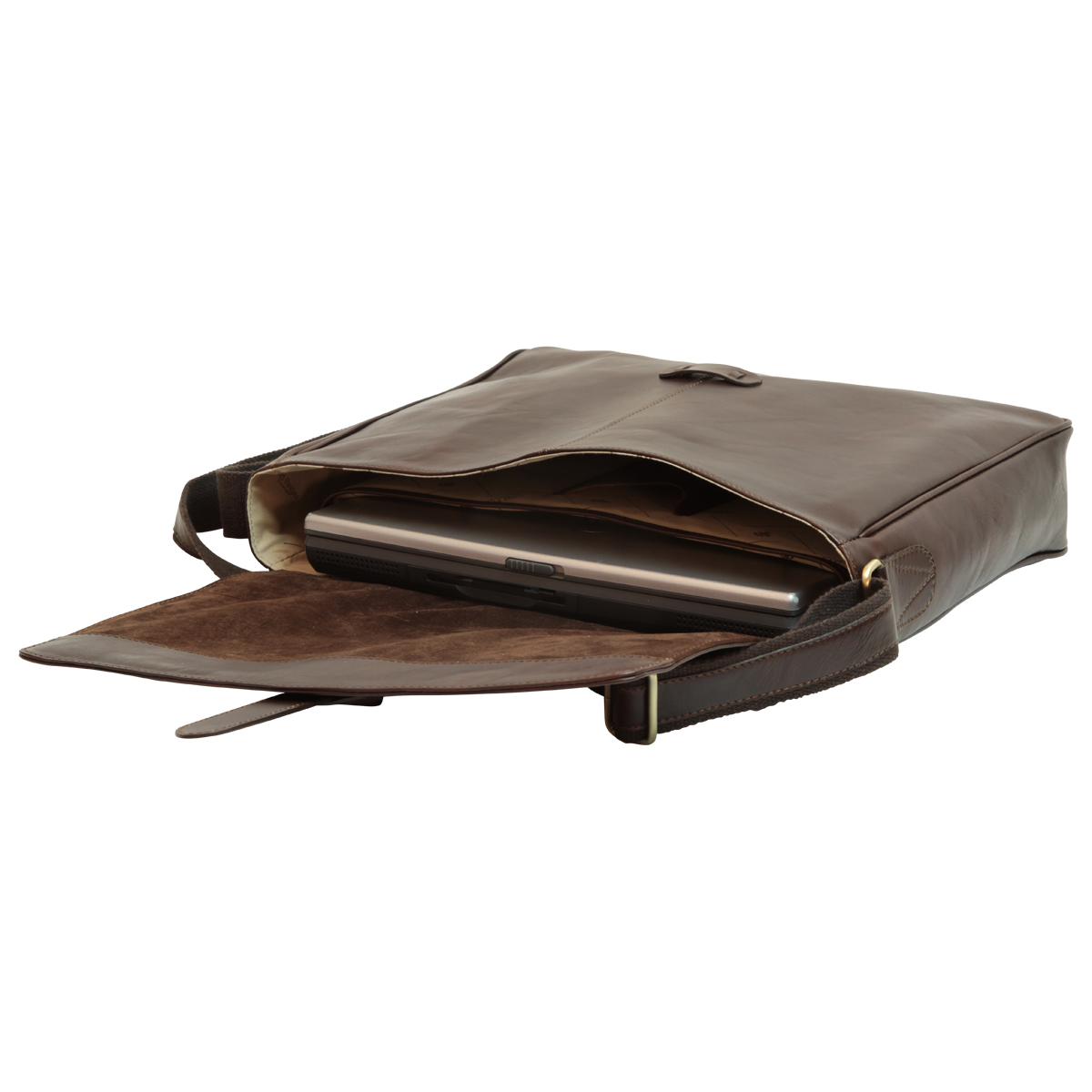 Cowhide Leather Messenger - Dark brown | 412289TM | EURO | Old Angler Firenze