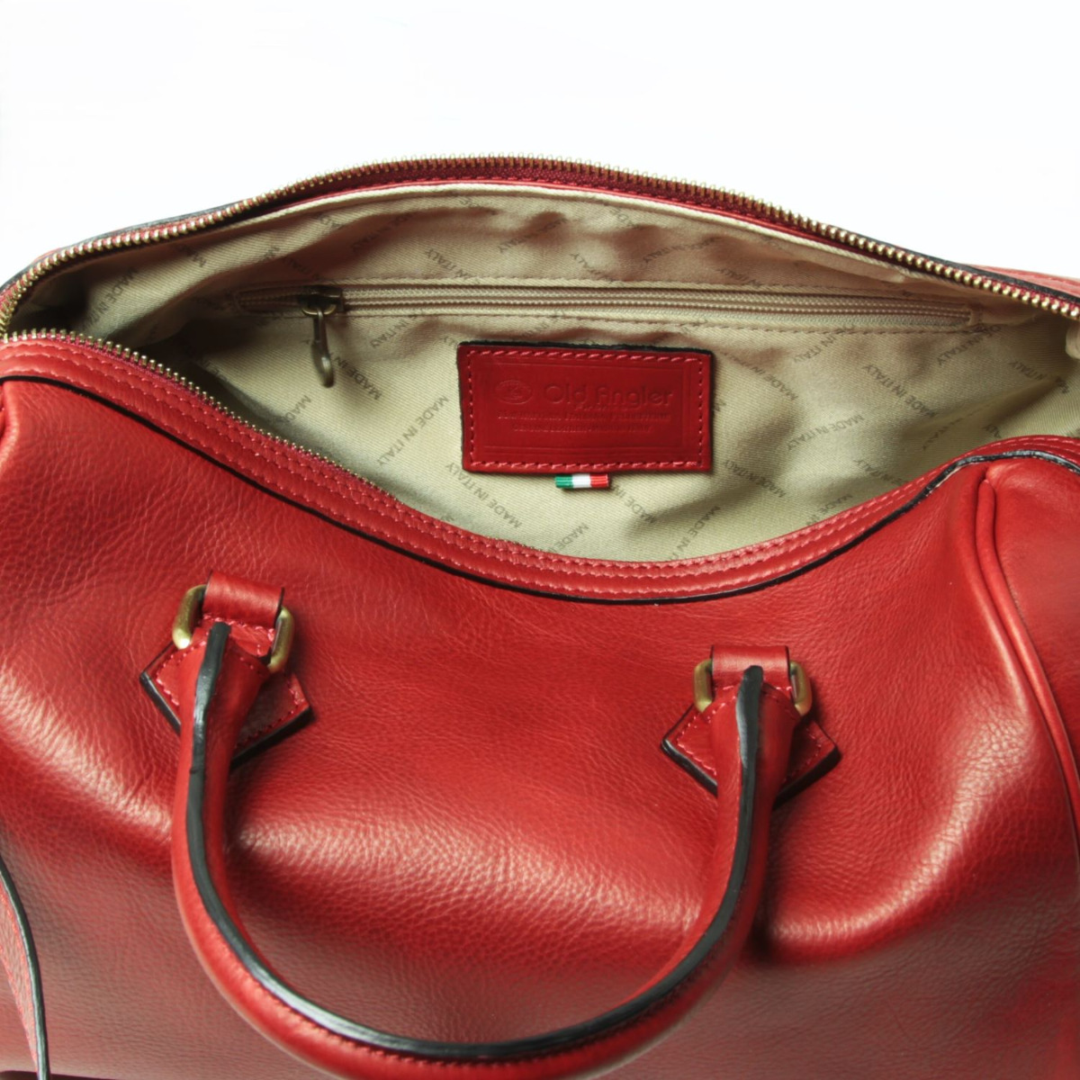 Double handled shoulder bag - red|416091RO|Old Angler Firenze