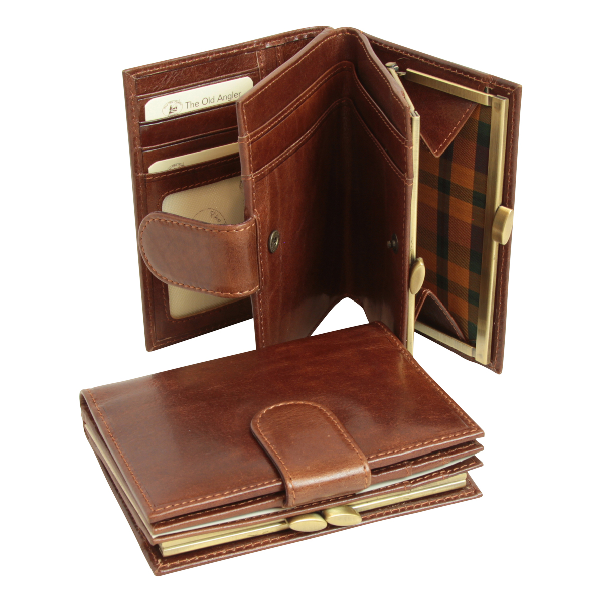 Three part leather wallet with coin pocket - Brown | 507305MA US | Old Angler Firenze