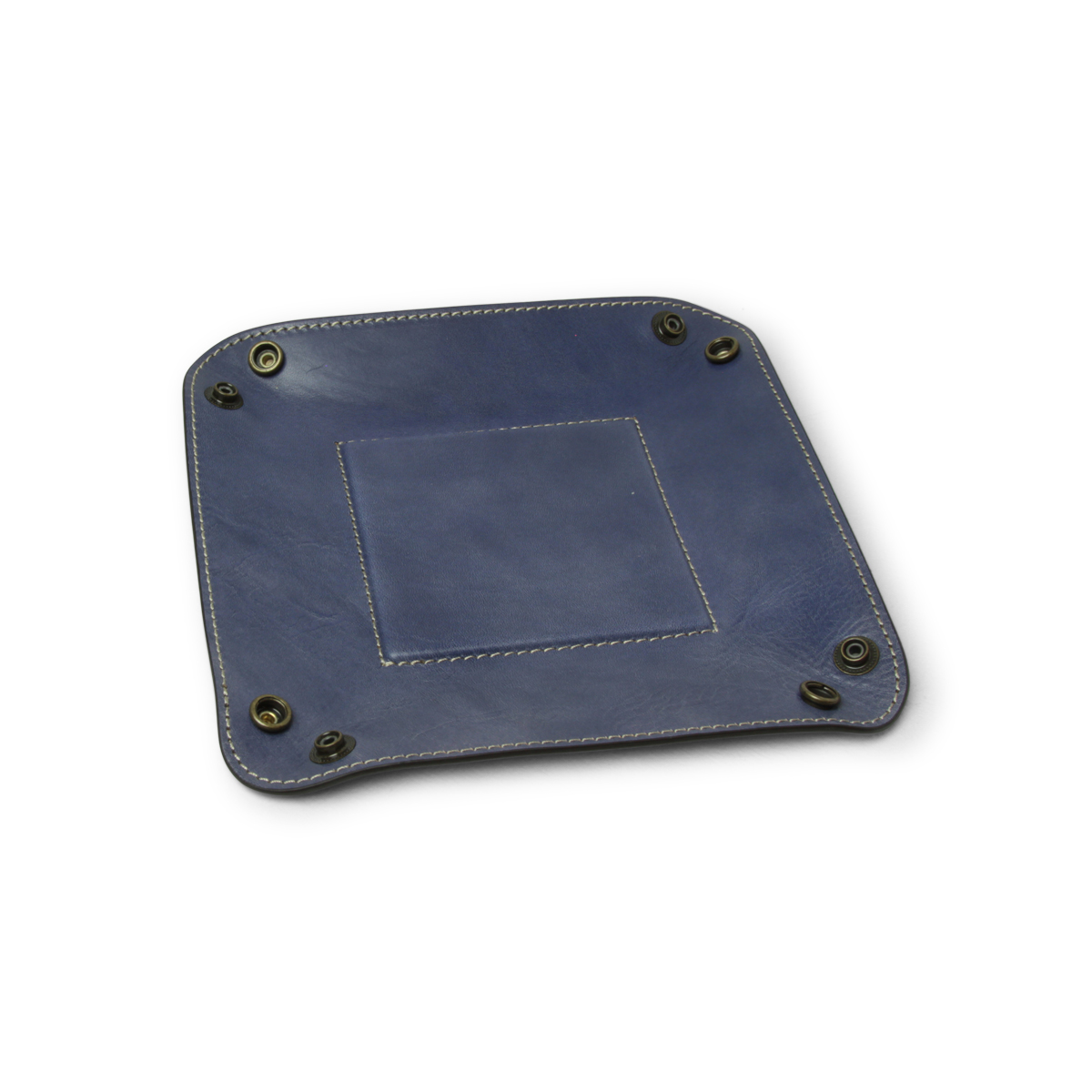 Leather valet tray - cobalt|755589CB|Old Angler Firenze