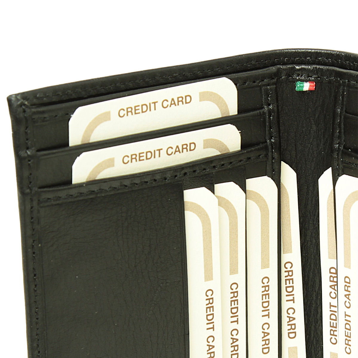 Leather wallet with credit card-black|800689NE|Old Angler Firenze